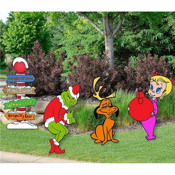 4PCS Yard Signs with Stakes, Grinch Cindy Max Whoville Sign for Outdoors - Picture 7 of 7